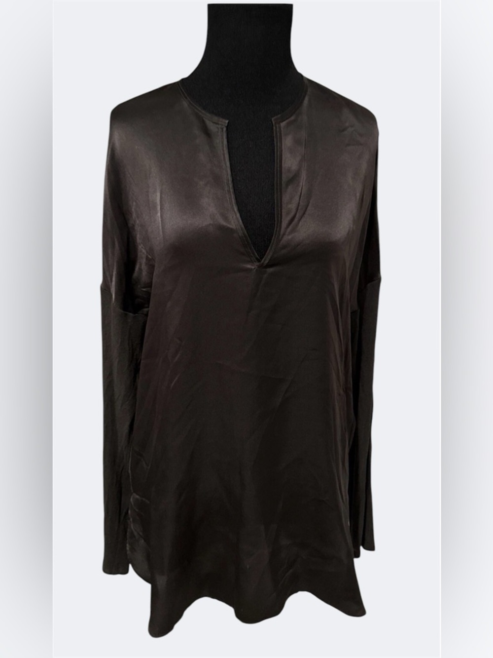 Vince Brown Silk Longsleeve Top Size S